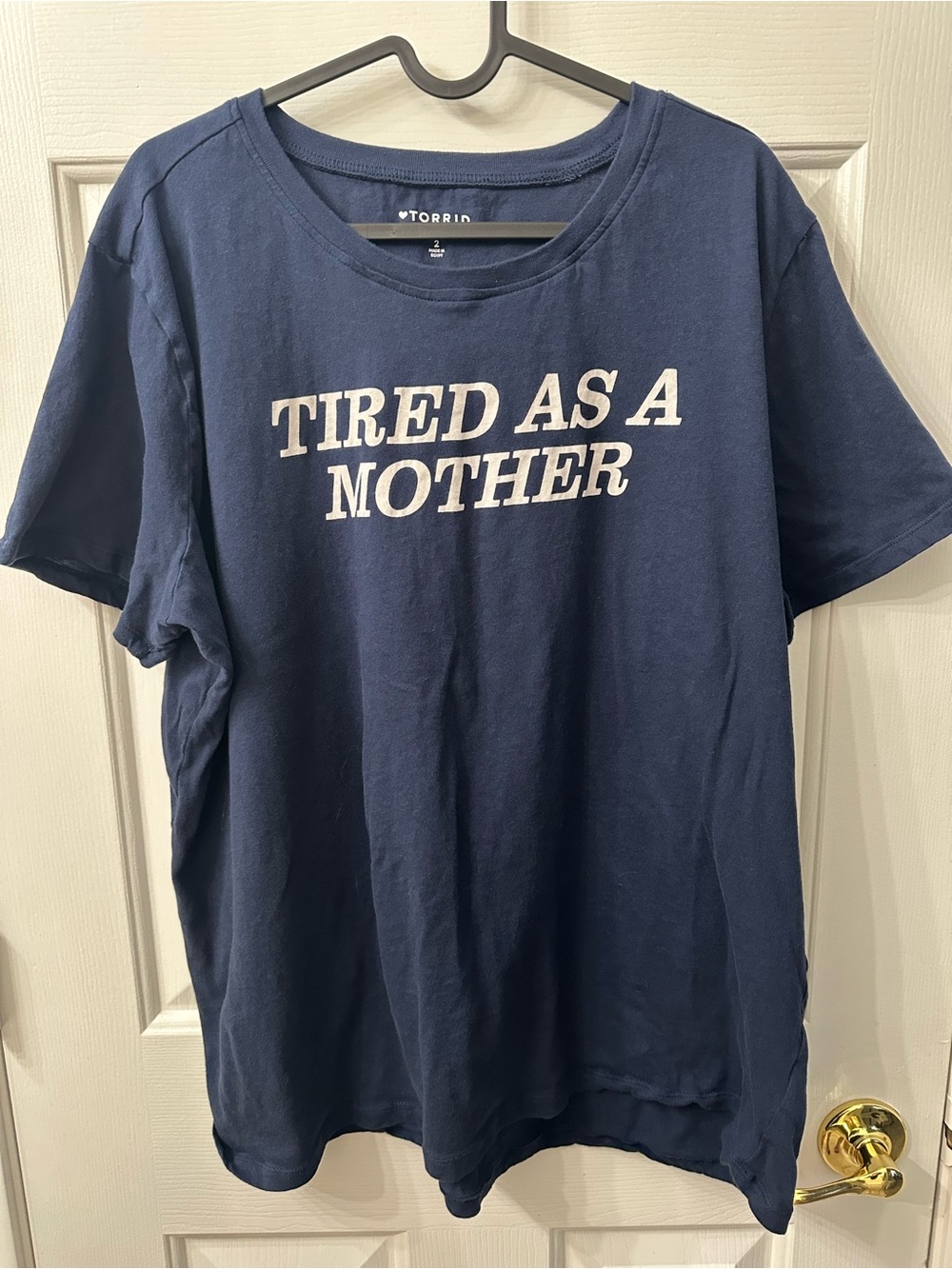 Torrid Graphic Tee “Tired As A Mother" Navy White Short Sleeve Classic Fit 2X